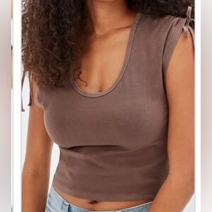 AMERICAN EAGLE Brown woman Cinch cowgirl bohemian casual shoulder top M